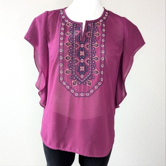 Skies Are Blue Embroidered Women's Blouse - Picture 1 of 7